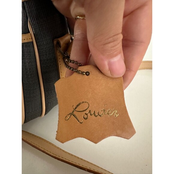 Louvier Flap Crossbody Bag Leather Gray Brown Vintage Mixed Media Adjustable - Picture 6 of 13